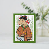 Het jaar van de os 2009 feestdagenkaart (Staand voorkant)