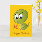 Het jaar van de Snake Birthday Kaart (Gele Bloem)