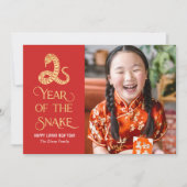 Het jaar van de Snake Chinese Nieuwjaarskaart Feestdagenkaart (Voorkant)