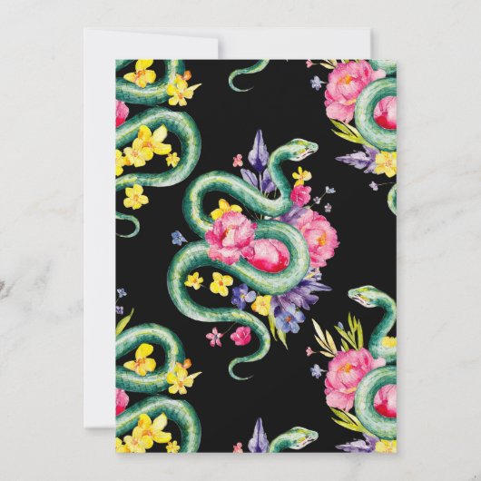 Het jaar van de Snake Floral | uitnodiging tot bab (Achterkant)
