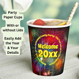 Het Jaar van de verandering geeft Tekst uit toevoe Papieren Bekers