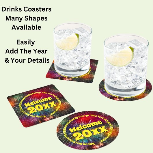 Het Jaar van de verandering geeft Tekst uit voegt  Ronde Kartonnen Onderzetter