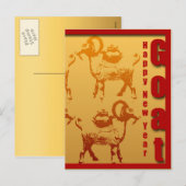 Het jaar van het Goat Happy Chinees Nieuwjaar brie Feestdagenkaart (Voorkant / Achterkant)
