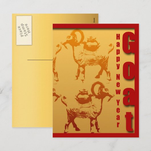 Het jaar van het Goat Happy Chinees Nieuwjaar brie Feestdagenkaart (Voorkant / Achterkant)