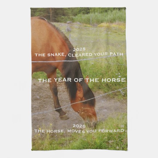Het jaar van het Paard, 2026 citaat Theedoek (Verticaal)