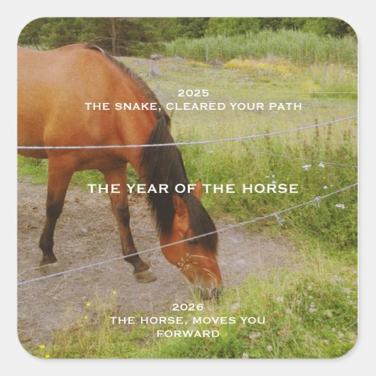 Het jaar van het Paard, 2026 citaat Vierkante Sticker (Voorkant)