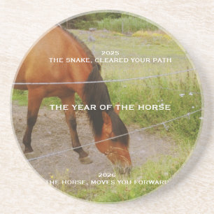 Het jaar van het Paard, 2026 citaat Zandsteen Onderzetter