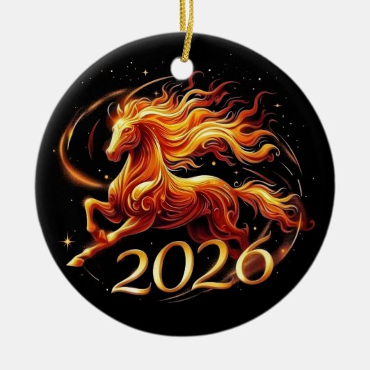 Het Jaar van het Paard 2026 Keramisch Ornament (Voorkant)