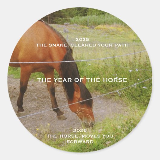 Het jaar van het Paard, 2026 quote  Ronde Sticker (Voorkant)