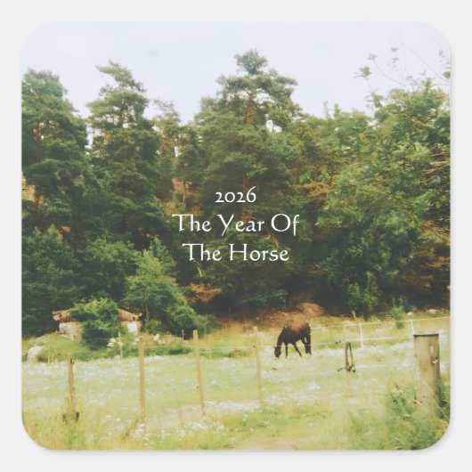 Het Jaar Van Het Paard, 2026, Vierkante Sticker (Voorkant)