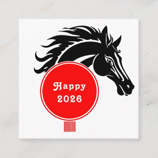 Het jaar van het paard 2026 vierkante visitekaartje (Voorkant)