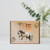 Het jaar van het paard feestdagenkaart (Staand voorkant)