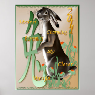 Het jaar van het Poster van konijnen