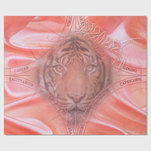 Het jaar van het tijgeroverslagpapier cadeaupapier (Vlak)