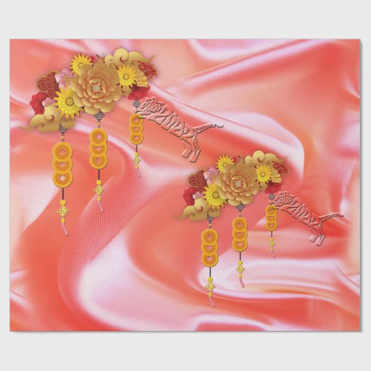 Het jaar van het tijgeroverslagpapier cadeaupapier (Vlak)