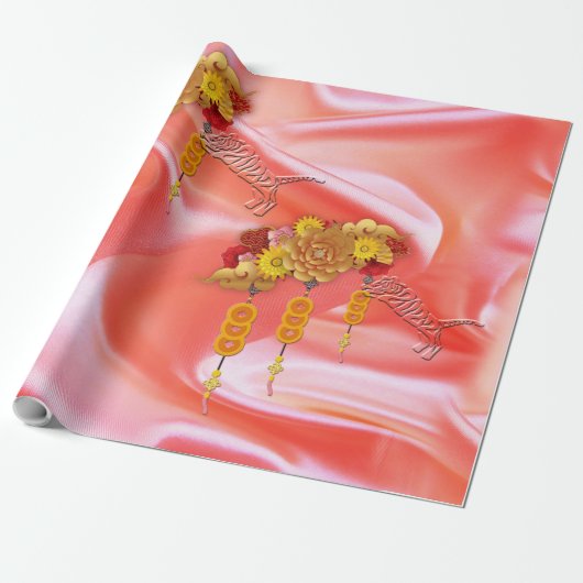 Het jaar van het tijgeroverslagpapier cadeaupapier (Uitgerold)