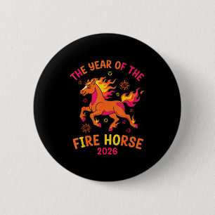 Het Jaar Van Het Vuurpaard 2026 Viering Ontwerp Ronde Button 5,7 Cm