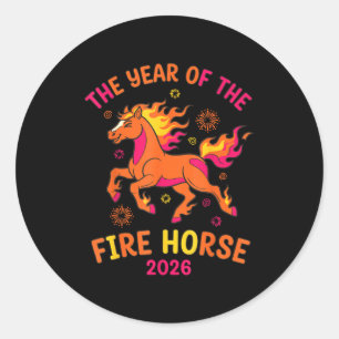 Het Jaar Van Het Vuurpaard 2026 Viering Ontwerp Ronde Sticker