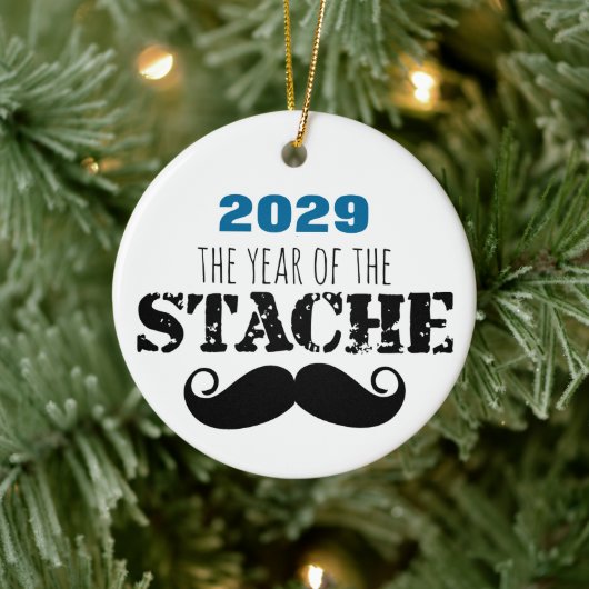 Het Jaar van T\de Staak Mustache Keramisch Ornament (Boom)