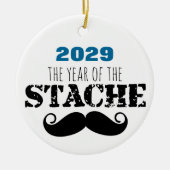 Het Jaar van T\de Staak Mustache Keramisch Ornament (Voorkant)