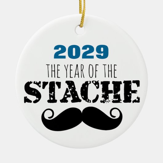 Het Jaar van T\de Staak Mustache Keramisch Ornament (Voorkant)