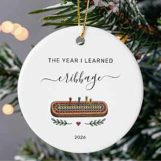 Het jaar waarin ik Cribbage leerde Gepersonaliseer Keramisch Ornament