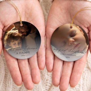 Het jaar waarin ik een papa werd 2 foto baby kerst keramisch ornament