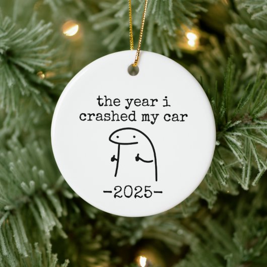 het jaar waarin ik mijn auto totalde keramisch ornament (Boom)