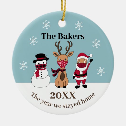 Het jaar waarin we thuis speelde, grappige Santa R Keramisch Ornament (Voorkant)