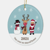 Het jaar waarin we thuis speelde, grappige Santa R Keramisch Ornament (Links)