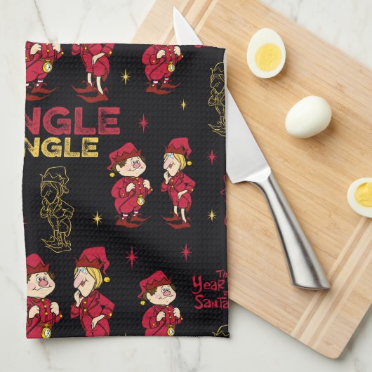 HET JAAR ZONDER SANTA CLAUS™ | Elf Pattern Theedoek (Quarter Fold)