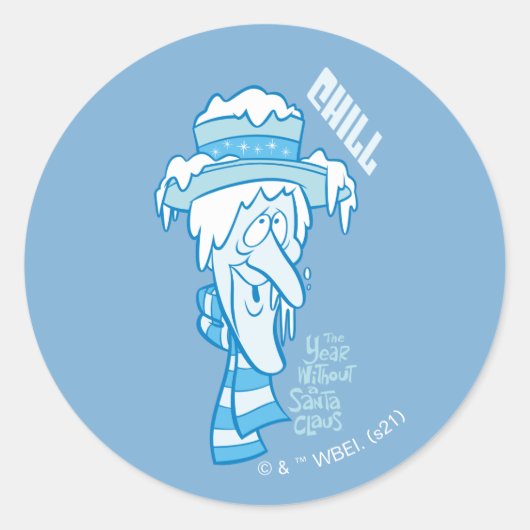 HET JAAR ZONDER SANTA CLAUS™ | Snow Miser Chill Ronde Sticker (Voorkant)