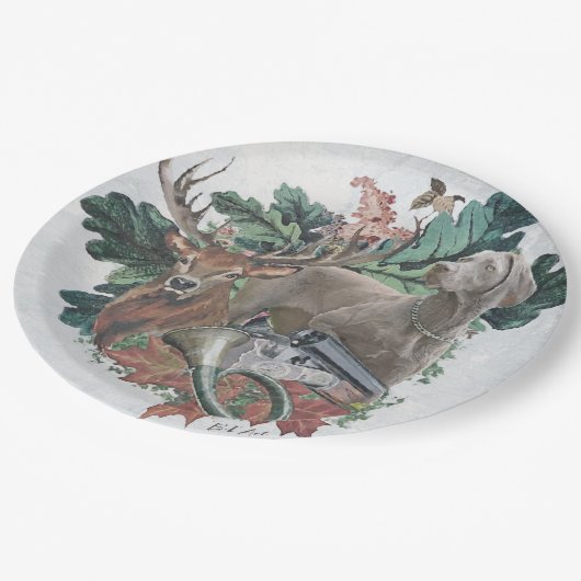 Het jagen met een Weimaraner, "Gray Ghost" Papieren Bordje (Gekanteld)