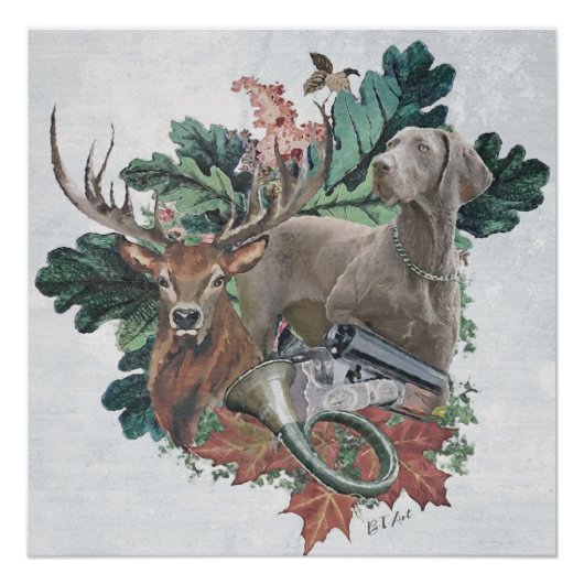 Het jagen met een Weimaraner, "Gray Ghost" Perfect Poster (Voorkant)