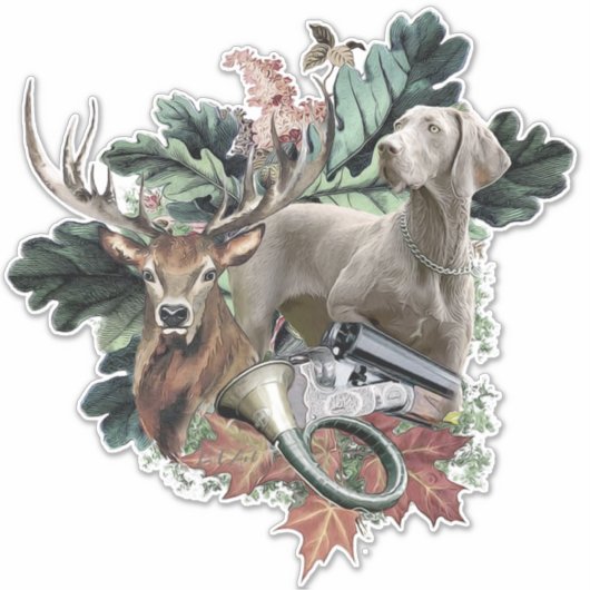 Het jagen met een Weimaraner, "Gray Ghost" Sticker (Voorkant)