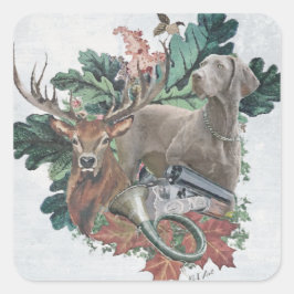 Het jagen met een Weimaraner, "Gray Ghost" Vierkante Sticker