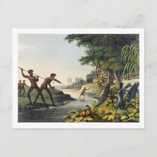 Het jagen op de Kangaroo, aboriginals in New South Briefkaart