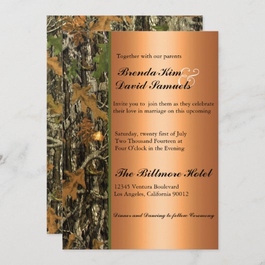 Het jagen van Camo Leaves Wedding Uitnodiging (Voorkant / Achterkant)