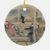 Het Japanse Kunstornament van Utamaro Keramisch Ornament (Achterkant)