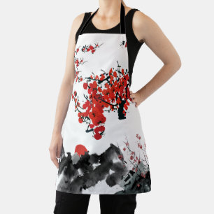 Het Japanse landschap All-Over Print Apron Schort