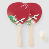 Het Japanse ontwerp van Herons en Dahlias / Handwaaier (Voorkant en achterkant)