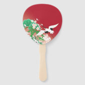 Het Japanse ontwerp van Herons en Dahlias / Handwaaier (Achterkant)