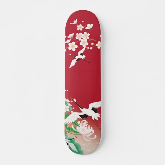 Het Japanse ontwerp van Herons en Dahlias / Persoonlijk Skateboard (Voorkant)