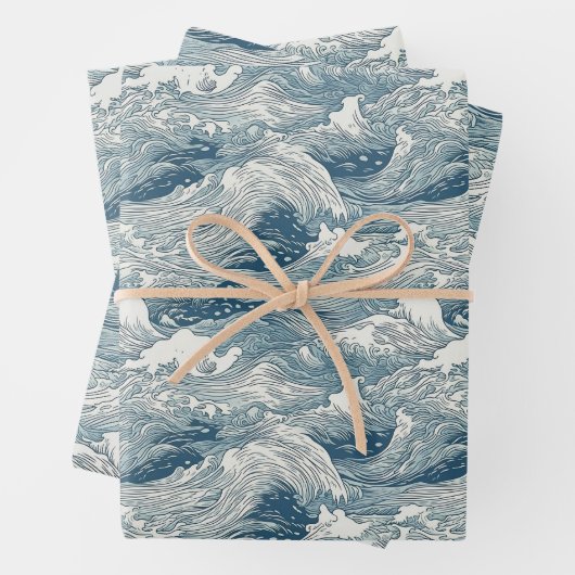 Het Japanse Ontwerp van het Patroon van de Golf vo Inpakpapier Vel (In situ)