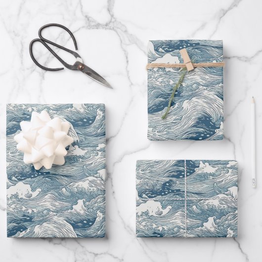 Het Japanse Ontwerp van het Patroon van de Golf vo Inpakpapier Vel (Voorkant)