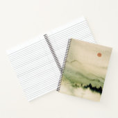 Het Japanse waterverf landschap rode zonneschijn i Notitieboek (Binnen)