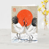 Het Japanse Wenskaart van de Douane van Kranen Kaart (Gele Bloem)