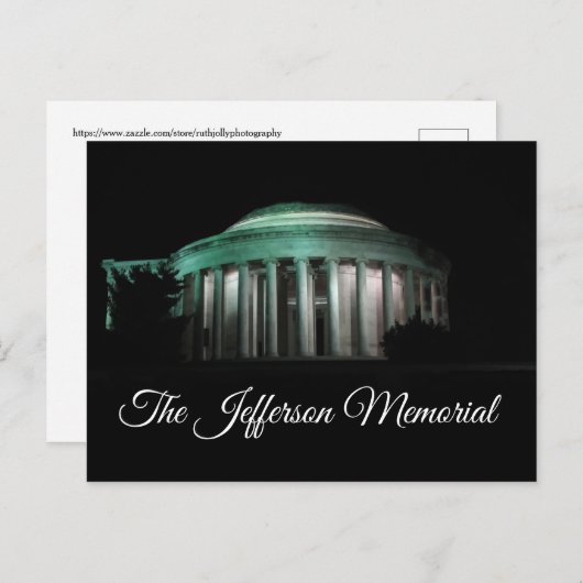 Het Jefferson Memorial 's nachts Briefkaart (Voorkant / Achterkant)