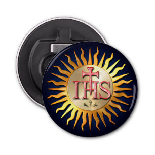 Het Jesuit-zegel Button Flesopener