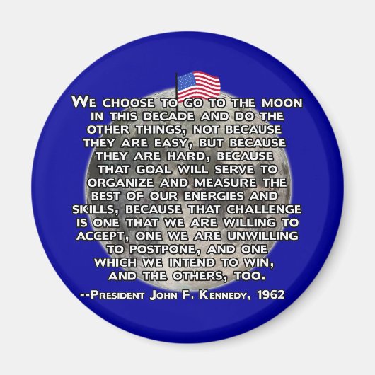 Het JFK citaat dat de Mensen naar de maan stuurde Magneet (Voorkant)